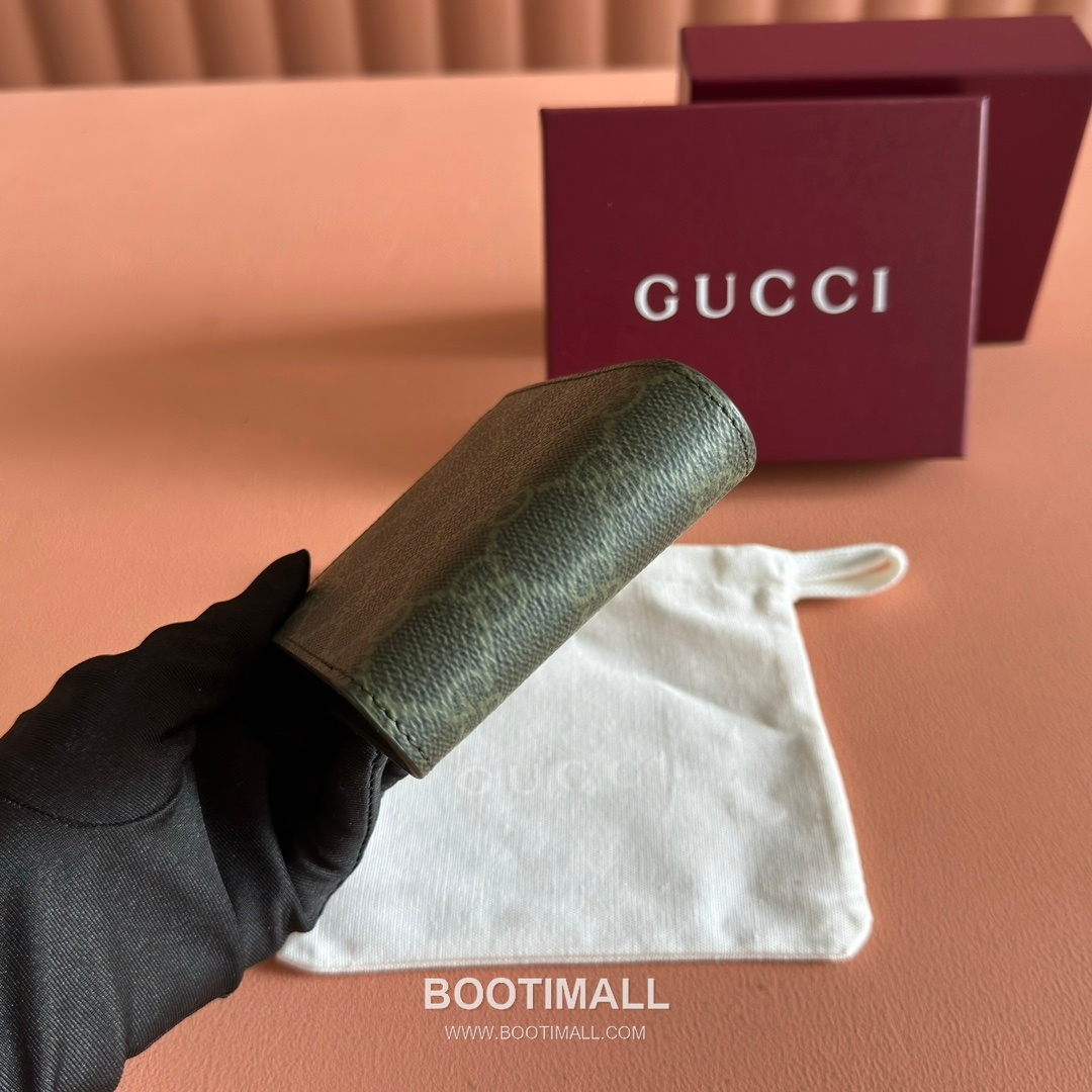 Gucci GG Supreme Bi-Fold Wallet Canvas Leather Trim 구찌 GG 수프림 반지갑 캔버스 가죽 트리밍 11cm 4