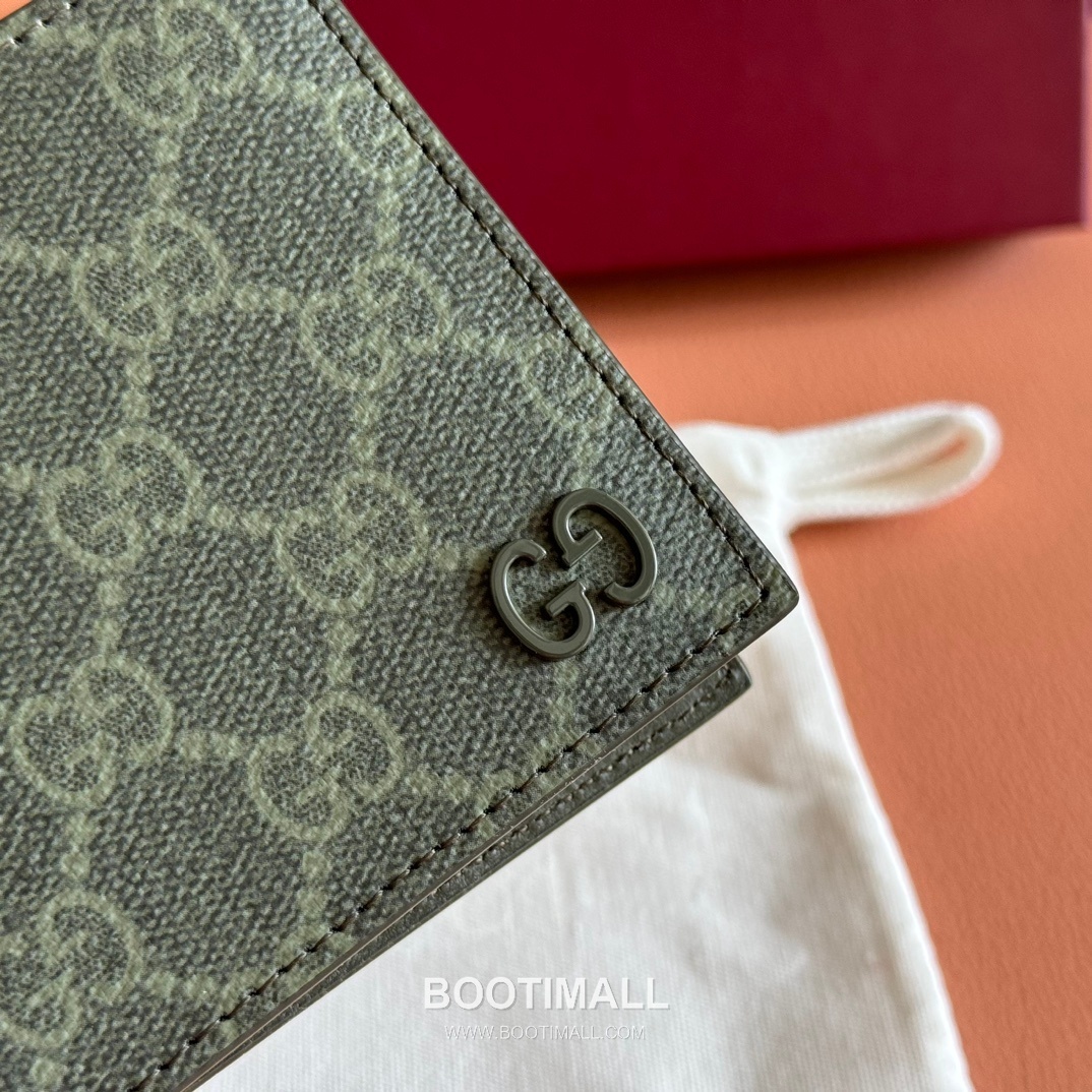 Gucci GG Supreme Bi-Fold Wallet Canvas Leather Trim 구찌 GG 수프림 반지갑 캔버스 가죽 트리밍 11cm 5