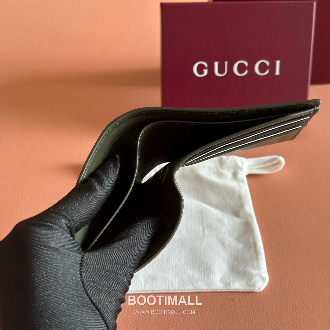 Gucci GG Supreme Bi-Fold Wallet Canvas Leather Trim 구찌 GG 수프림 반지갑 캔버스 가죽 트리밍 11cm 9