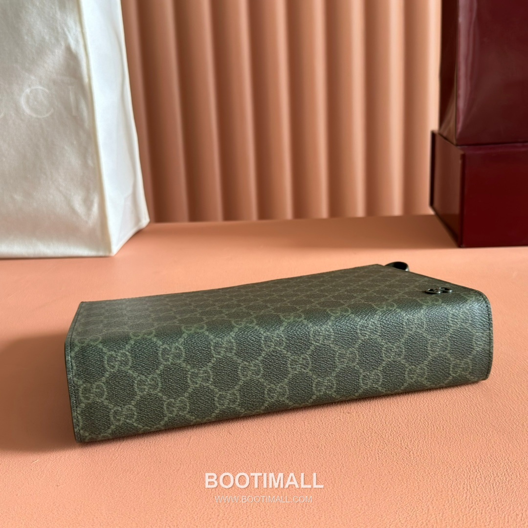 Gucci GG Supreme Clutch Bag Wristlet Canvas Leather Trim 768255 구찌 GG 수프림 클러치백 손목 스트랩 캔버스 가죽 트리밍 26cm 4