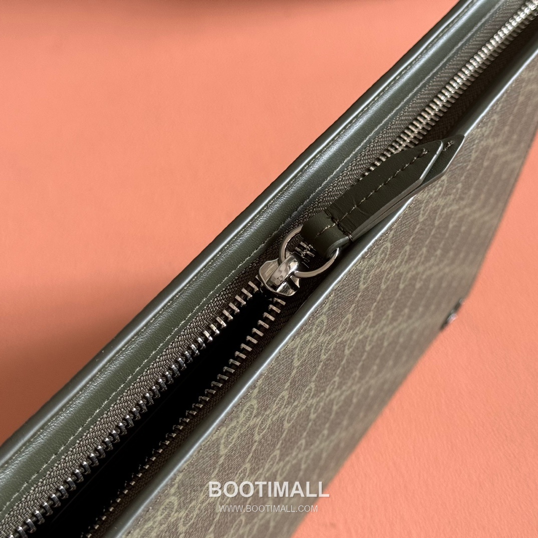 Gucci GG Supreme Clutch Bag Wristlet Canvas Leather Trim 768255 구찌 GG 수프림 클러치백 손목 스트랩 캔버스 가죽 트리밍 26cm 7