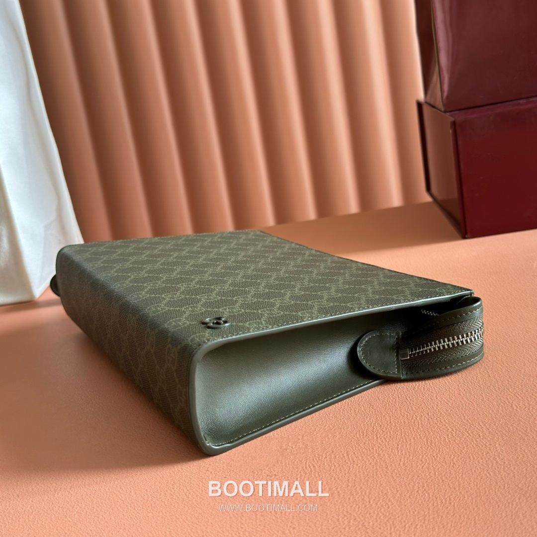 Gucci GG Supreme Clutch Bag Wristlet Canvas Leather Trim 768255 구찌 GG 수프림 클러치백 손목 스트랩 캔버스 가죽 트리밍 26cm 8