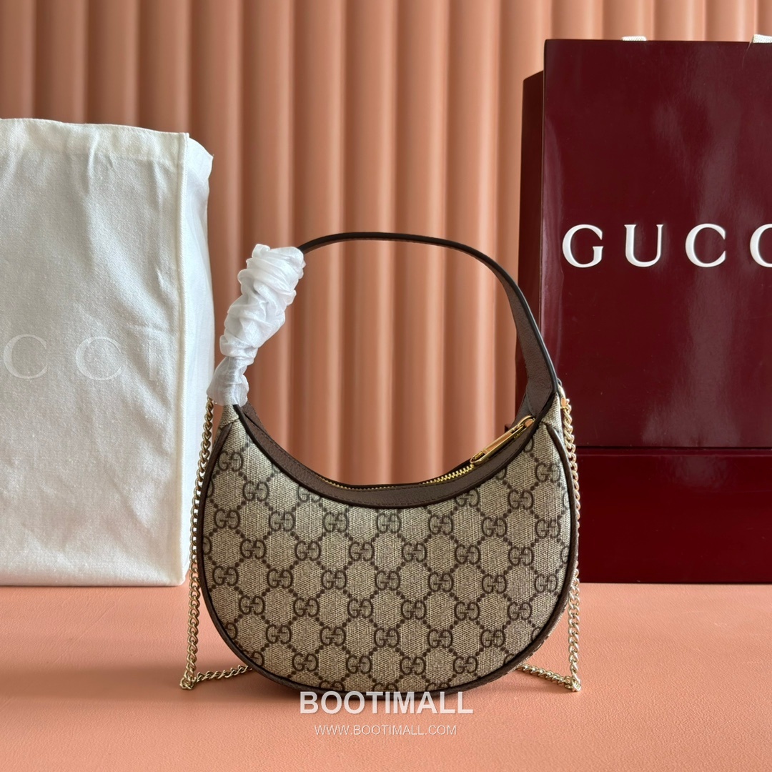Gucci Ophidia Crescent Shoulder Bag GG Supreme Canvas Leather Trim 838463 구찌 오피디아 크레센트 숄더백 GG 수프림 캔버스 가죽 트리밍 20cm 2