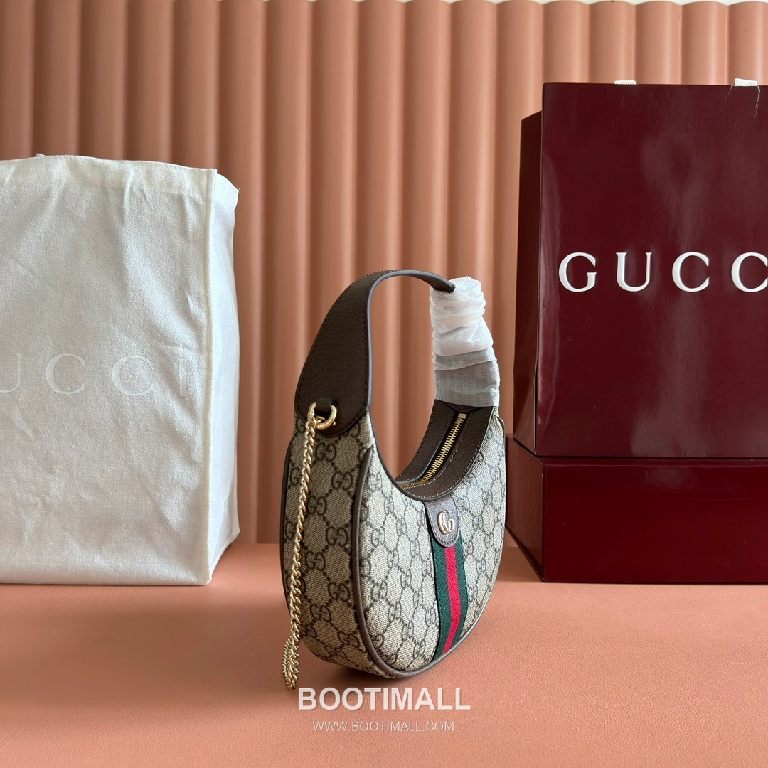 Gucci Ophidia Crescent Shoulder Bag GG Supreme Canvas Leather Trim 838463 구찌 오피디아 크레센트 숄더백 GG 수프림 캔버스 가죽 트리밍 20cm 3