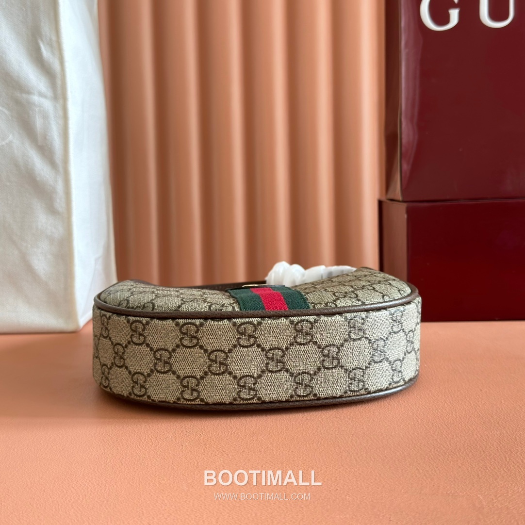Gucci Ophidia Crescent Shoulder Bag GG Supreme Canvas Leather Trim 838463 구찌 오피디아 크레센트 숄더백 GG 수프림 캔버스 가죽 트리밍 20cm 4