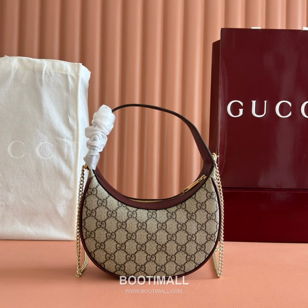 Gucci Ophidia Crescent Shoulder Bag GG Supreme Canvas Leather Trim 838463 구찌 오피디아 크레센트 숄더백 GG 수프림 캔버스 가죽 트리밍 20cm 2