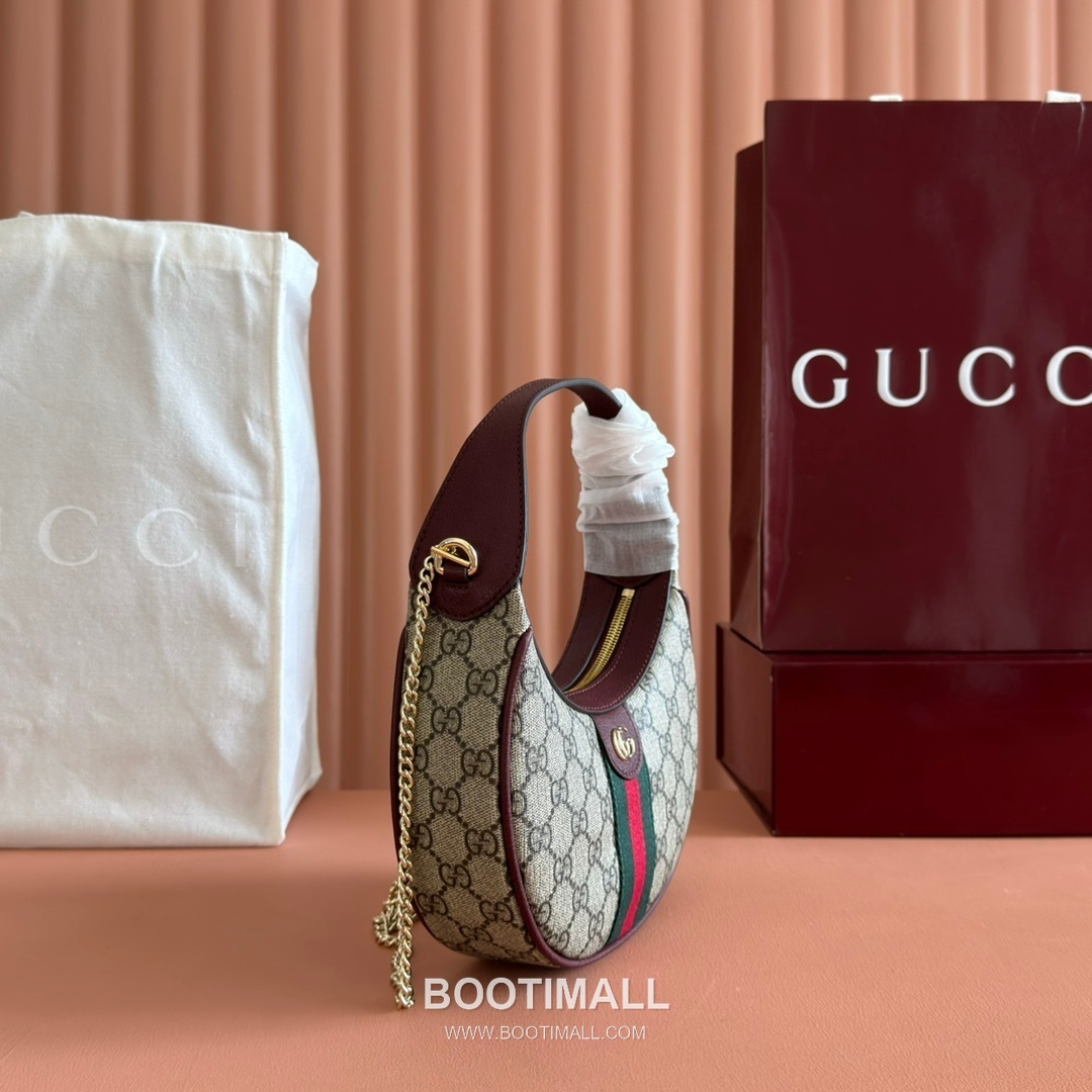 Gucci Ophidia Crescent Shoulder Bag GG Supreme Canvas Leather Trim 838463 구찌 오피디아 크레센트 숄더백 GG 수프림 캔버스 가죽 트리밍 20cm 3