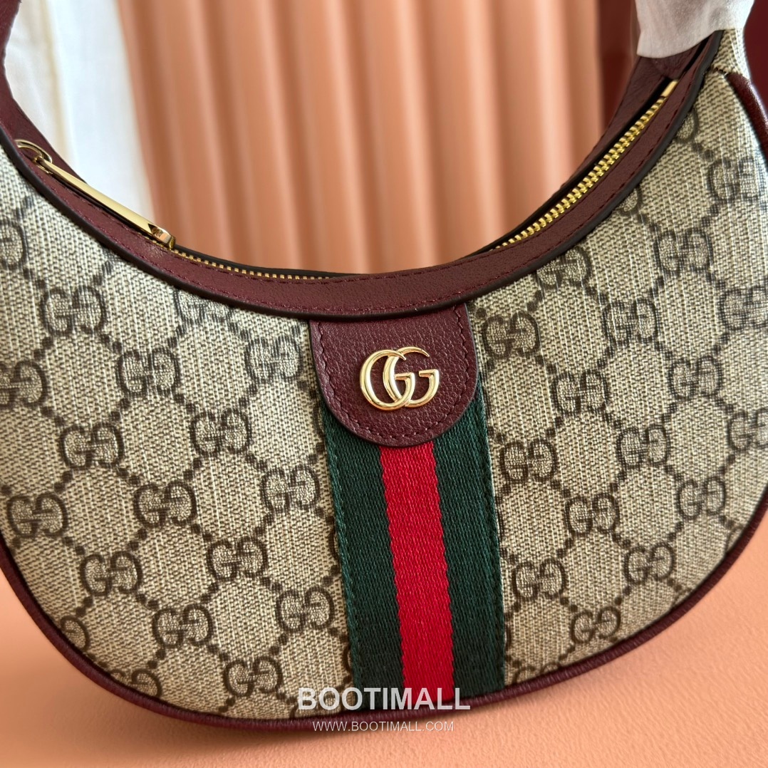 Gucci Ophidia Crescent Shoulder Bag GG Supreme Canvas Leather Trim 838463 구찌 오피디아 크레센트 숄더백 GG 수프림 캔버스 가죽 트리밍 20cm 7