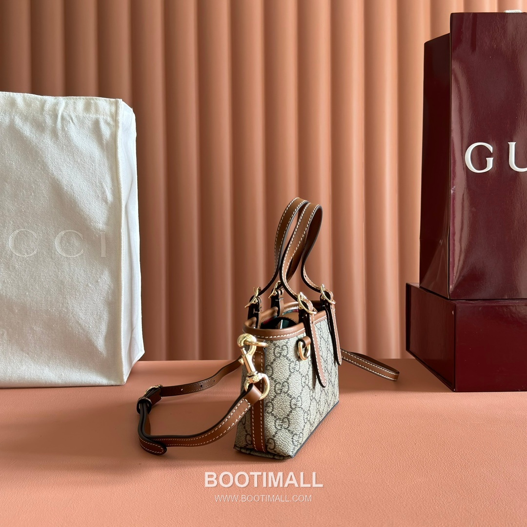 Gucci Ophidia Mini Shoulder Bag GG Supreme Canvas Leather Trim 855491 구찌 오피디아 미니 숄더백 GG 수프림 캔버스 가죽 트리밍 17.5cm 3