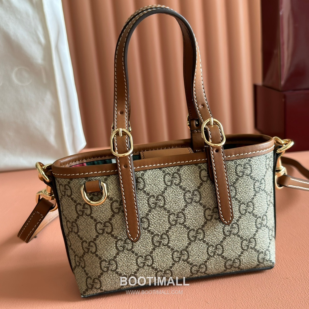 Gucci Ophidia Mini Shoulder Bag GG Supreme Canvas Leather Trim 855491 구찌 오피디아 미니 숄더백 GG 수프림 캔버스 가죽 트리밍 17.5cm 6