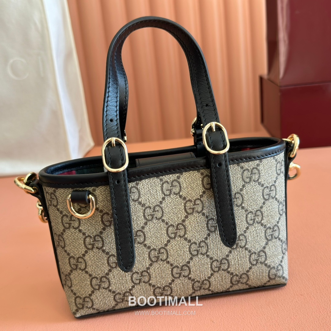 Gucci Ophidia Mini Shoulder Bag GG Supreme Canvas Leather Trim 855491 구찌 오피디아 미니 숄더백 GG 수프림 캔버스 가죽 트리밍 17.5cm 6
