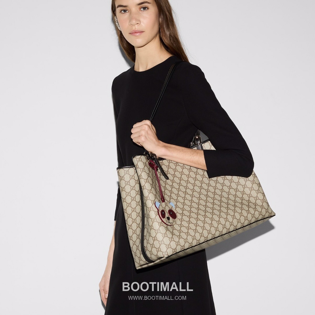 Gucci GG Emblem Large Tote Bag GG Supreme Canvas Leather Trim 815212 구찌 GG 엠블럼 라지 토트백 GG 수프림 캔버스 가죽 트리밍 45.5cm 3