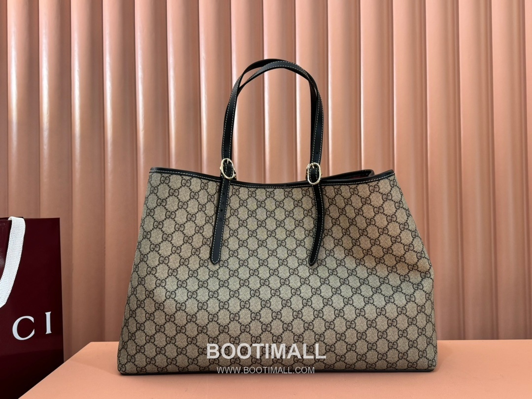 Gucci GG Emblem Large Tote Bag GG Supreme Canvas Leather Trim 815212 구찌 GG 엠블럼 라지 토트백 GG 수프림 캔버스 가죽 트리밍 45.5cm 6