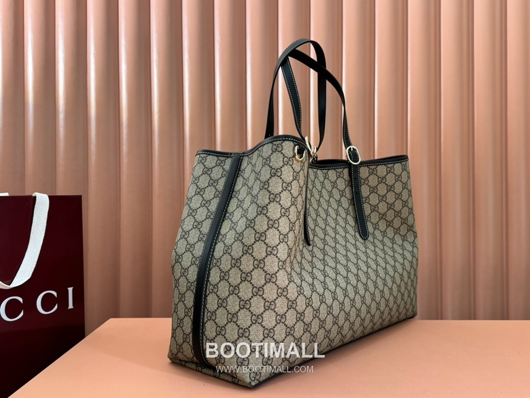 Gucci GG Emblem Large Tote Bag GG Supreme Canvas Leather Trim 815212 구찌 GG 엠블럼 라지 토트백 GG 수프림 캔버스 가죽 트리밍 45.5cm 7