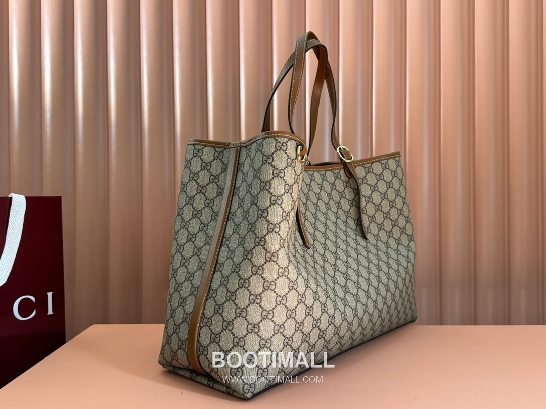 Gucci GG Emblem Large Tote Bag GG Supreme Canvas Leather Trim 815212 구찌 GG 엠블럼 라지 토트백 GG 수프림 캔버스 가죽 트리밍 45.5cm 5