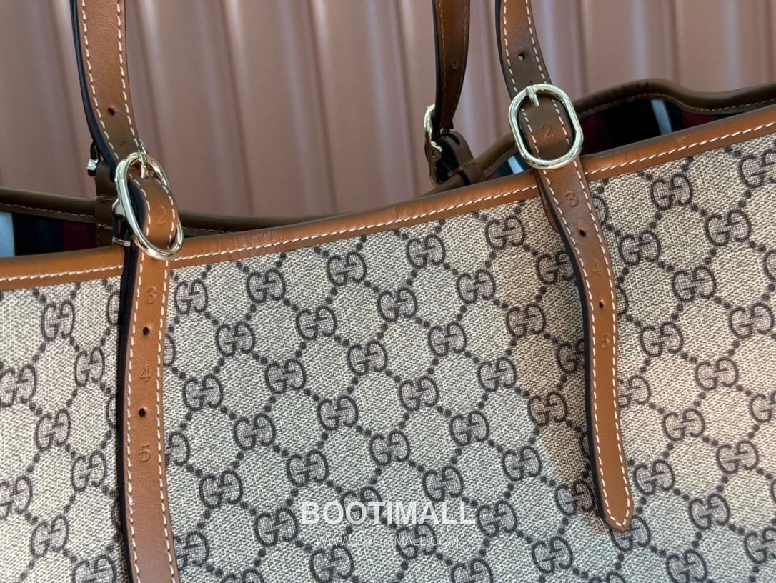 Gucci GG Emblem Large Tote Bag GG Supreme Canvas Leather Trim 815212 구찌 GG 엠블럼 라지 토트백 GG 수프림 캔버스 가죽 트리밍 45.5cm 7