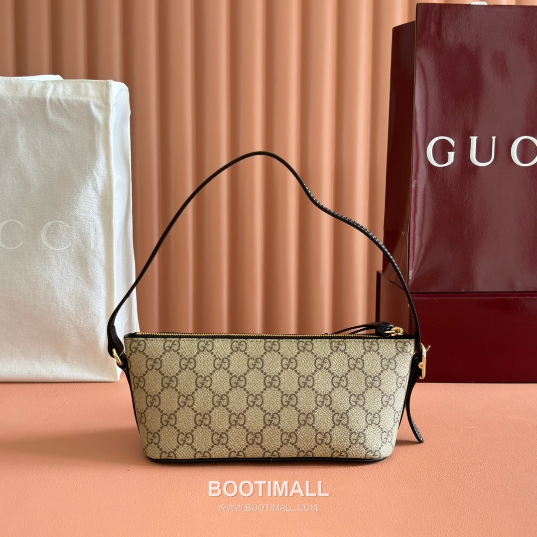 Gucci GG Emblem Small Shoulder Bag GG Supreme Canvas Leather Trim 847281 구찌 GG 엠블럼 스몰 숄더백 GG 수프림 캔버스 가죽 트리밍 27cm 2