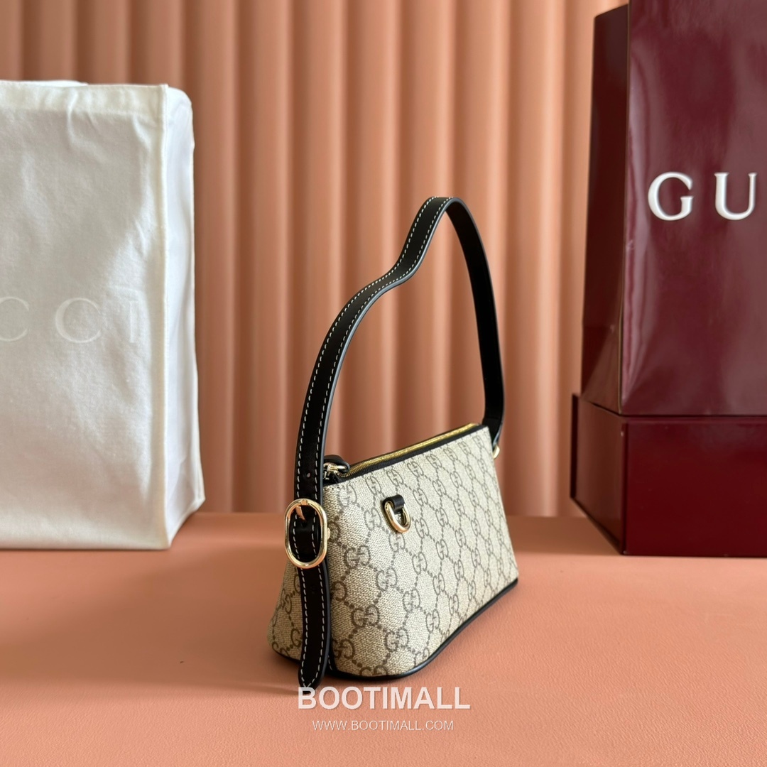 Gucci GG Emblem Small Shoulder Bag GG Supreme Canvas Leather Trim 847281 구찌 GG 엠블럼 스몰 숄더백 GG 수프림 캔버스 가죽 트리밍 27cm 3