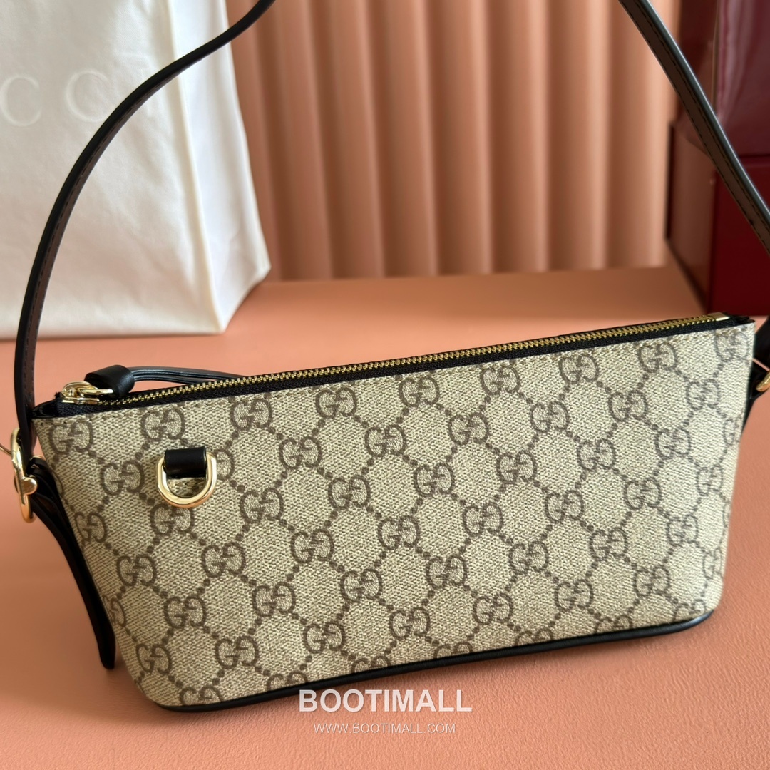 Gucci GG Emblem Small Shoulder Bag GG Supreme Canvas Leather Trim 847281 구찌 GG 엠블럼 스몰 숄더백 GG 수프림 캔버스 가죽 트리밍 27cm 6