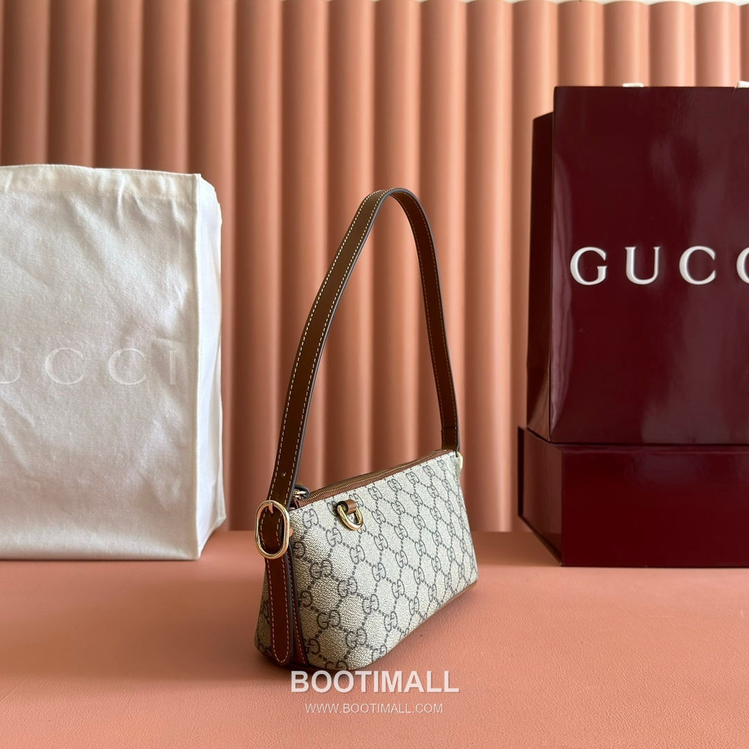 Gucci GG Emblem Small Shoulder Bag GG Supreme Canvas Leather Trim 847281 구찌 GG 엠블럼 스몰 숄더백 GG 수프림 캔버스 가죽 트리밍 27cm 3