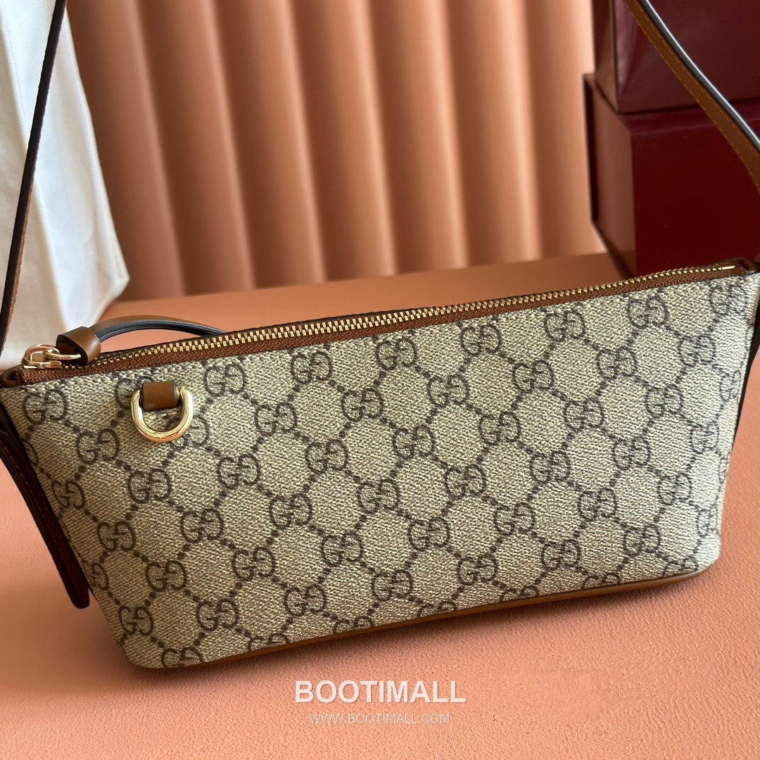 Gucci GG Emblem Small Shoulder Bag GG Supreme Canvas Leather Trim 847281 구찌 GG 엠블럼 스몰 숄더백 GG 수프림 캔버스 가죽 트리밍 27cm 6