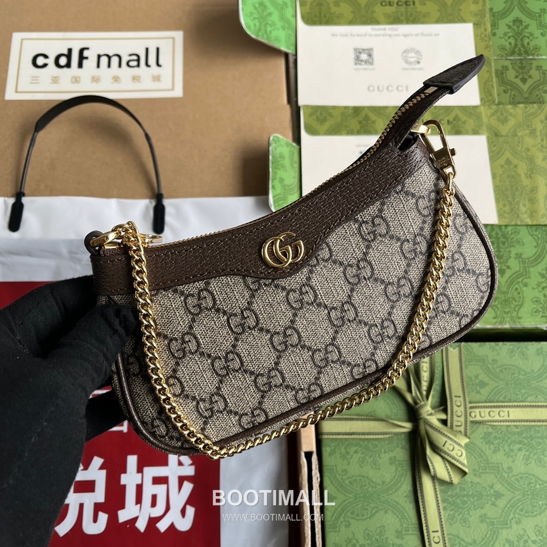 Gucci Ophidia Mini Top Handle Bag GG Supreme Canvas Leather Trim 764960 구찌 오피디아 미니 탑핸들백 GG 수프림 캔버스 가죽 트리밍 19cm 4