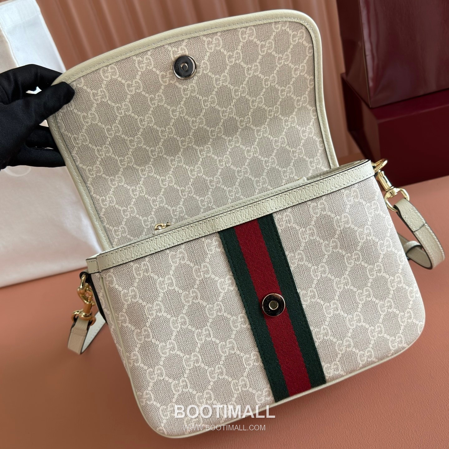 Gucci Ophidia Shoulder Bag GG Canvas Leather Trim 836842 구찌 오피디아 숄더백 GG 캔버스 가죽 트리밍 24cm 6