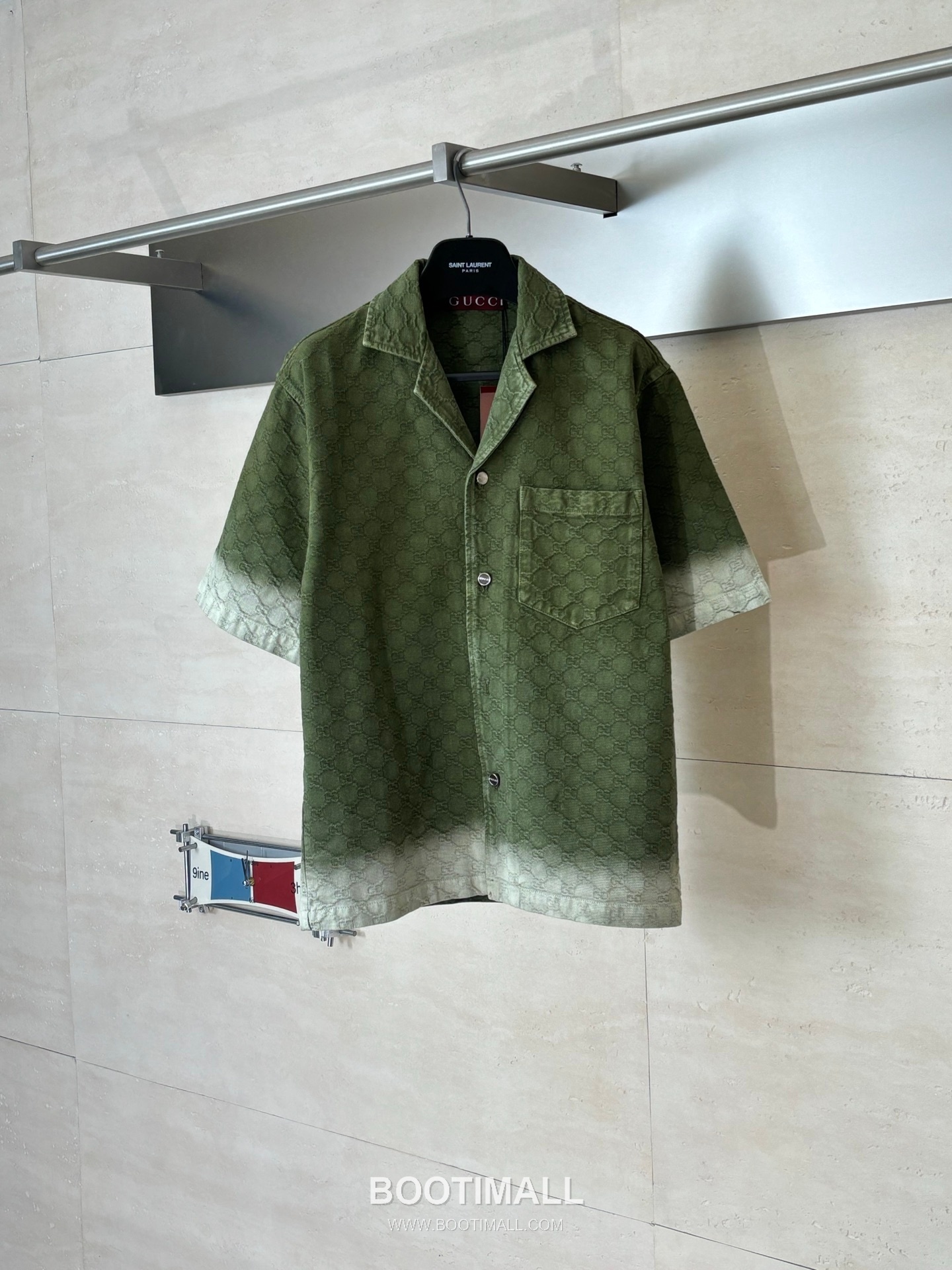 Gucci GG Monogram Gradient Jacquard Denim Short Sleeve Shirt 구찌 GG 모노그램 그라데이션 자카드 데님 반팔 셔츠 1