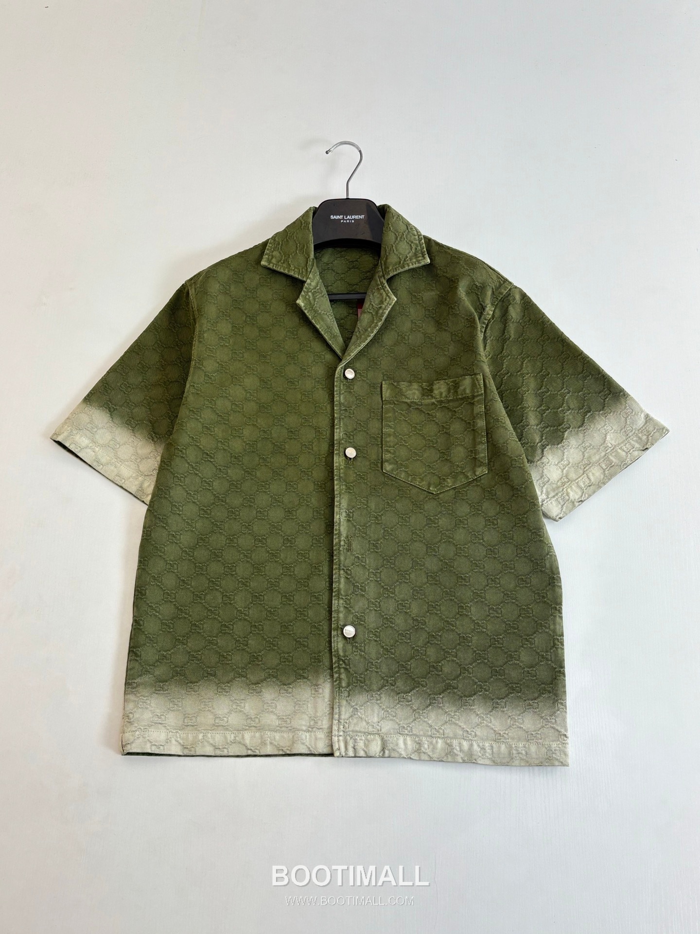 Gucci GG Monogram Gradient Jacquard Denim Short Sleeve Shirt 구찌 GG 모노그램 그라데이션 자카드 데님 반팔 셔츠 3