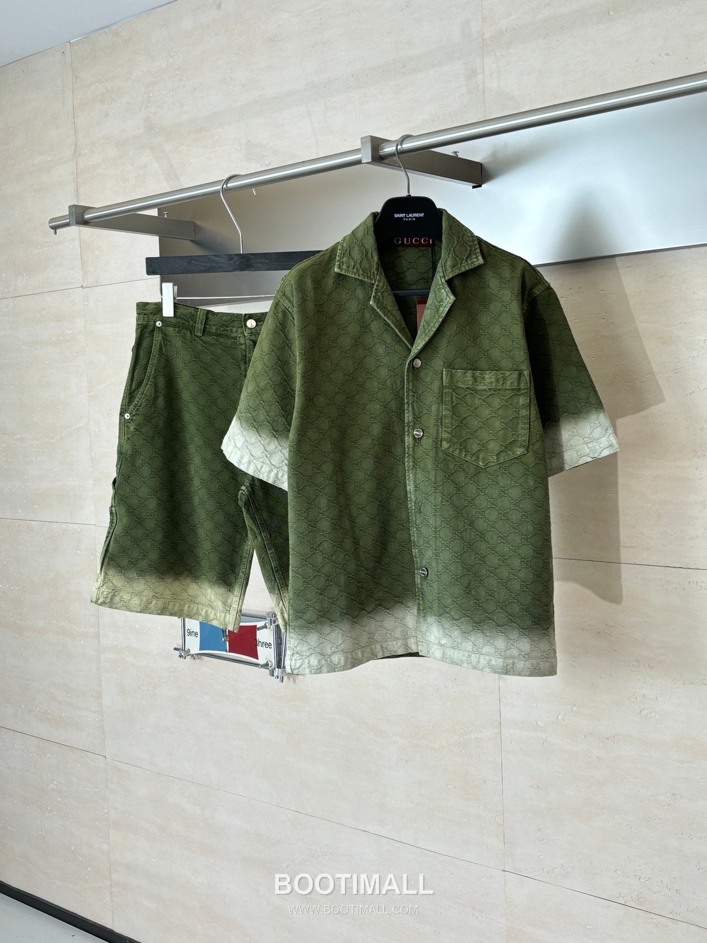 Gucci GG Monogram Gradient Jacquard Denim Short Sleeve Shirt 구찌 GG 모노그램 그라데이션 자카드 데님 반팔 셔츠 4