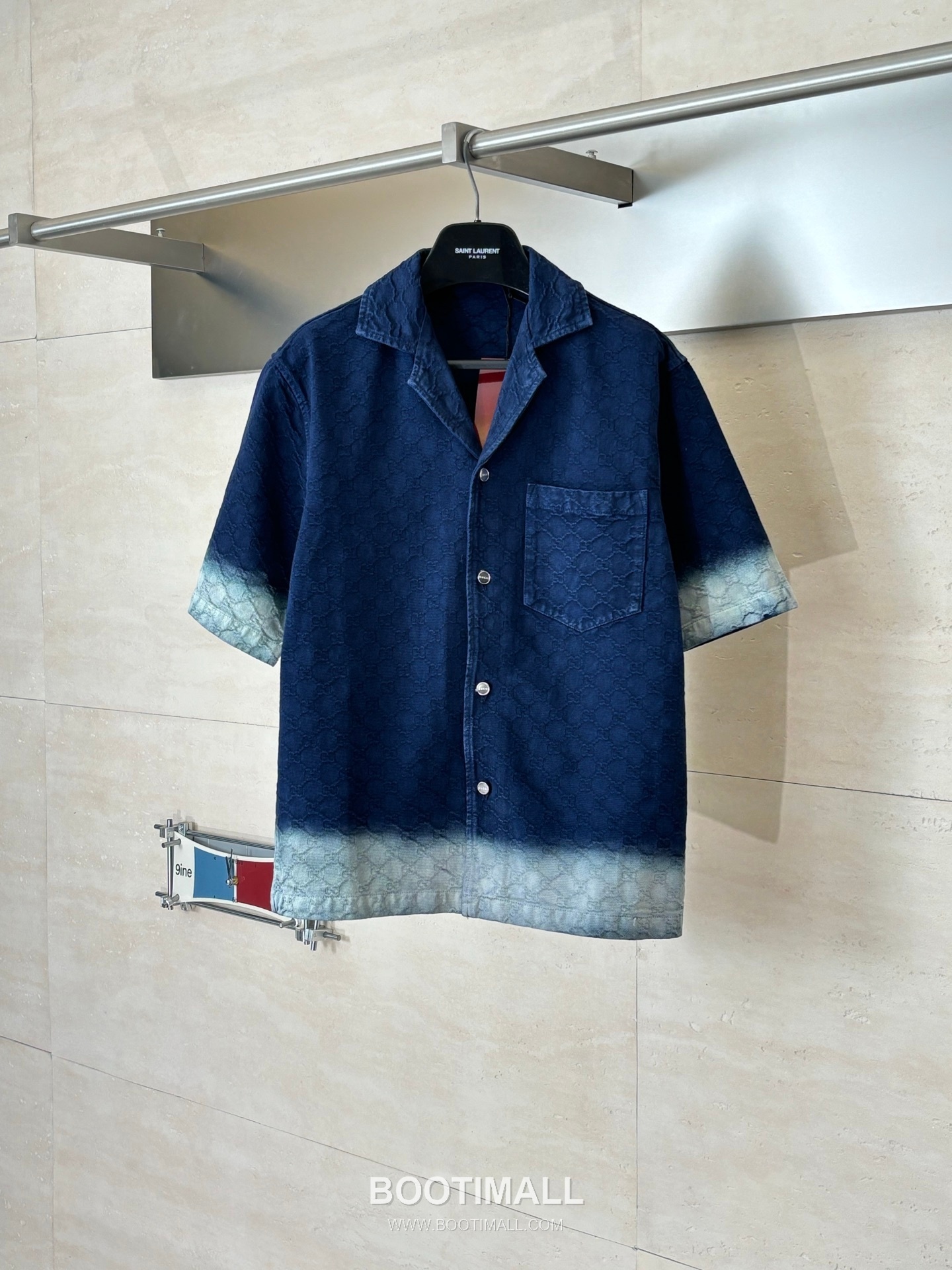 Gucci GG Monogram Gradient Jacquard Denim Short Sleeve Shirt 구찌 GG 모노그램 그라데이션 자카드 데님 반팔 셔츠 1