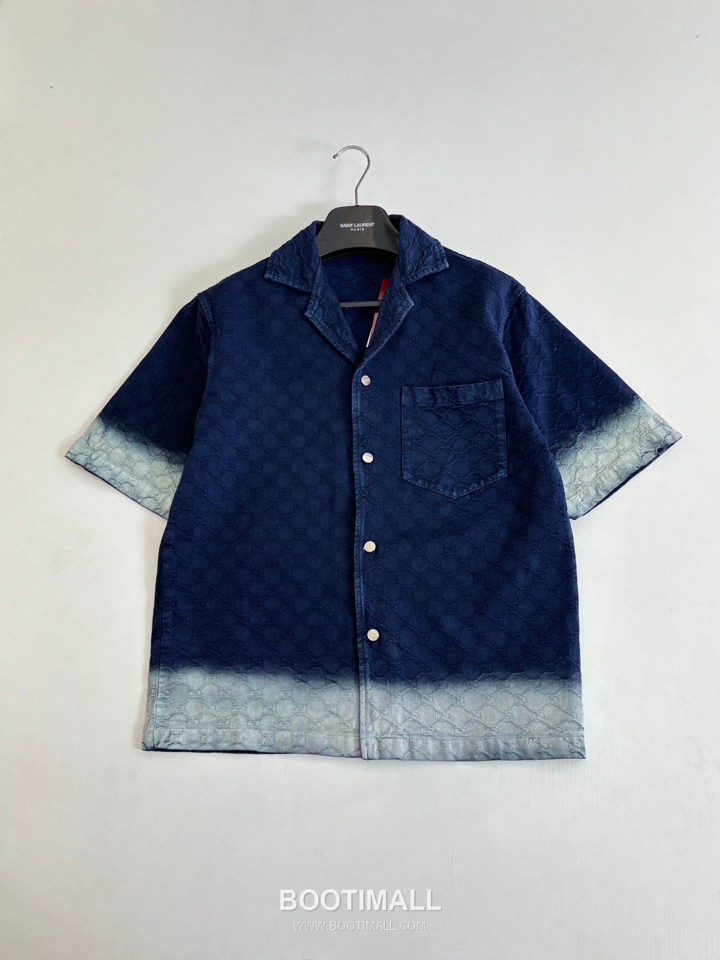 Gucci GG Monogram Gradient Jacquard Denim Short Sleeve Shirt 구찌 GG 모노그램 그라데이션 자카드 데님 반팔 셔츠 3