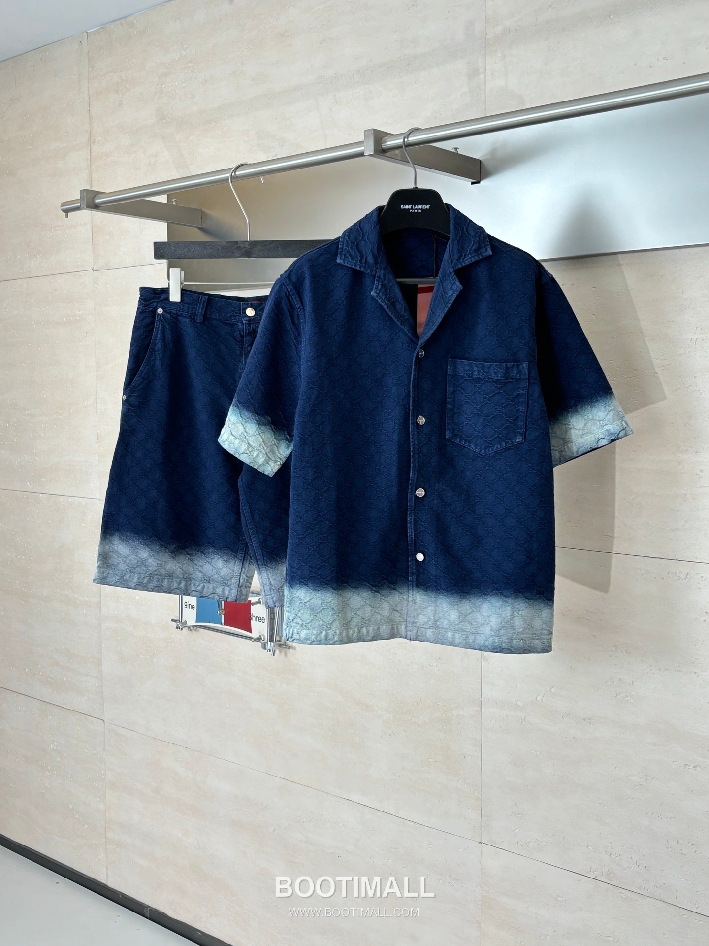 Gucci GG Monogram Gradient Jacquard Denim Short Sleeve Shirt 구찌 GG 모노그램 그라데이션 자카드 데님 반팔 셔츠 4