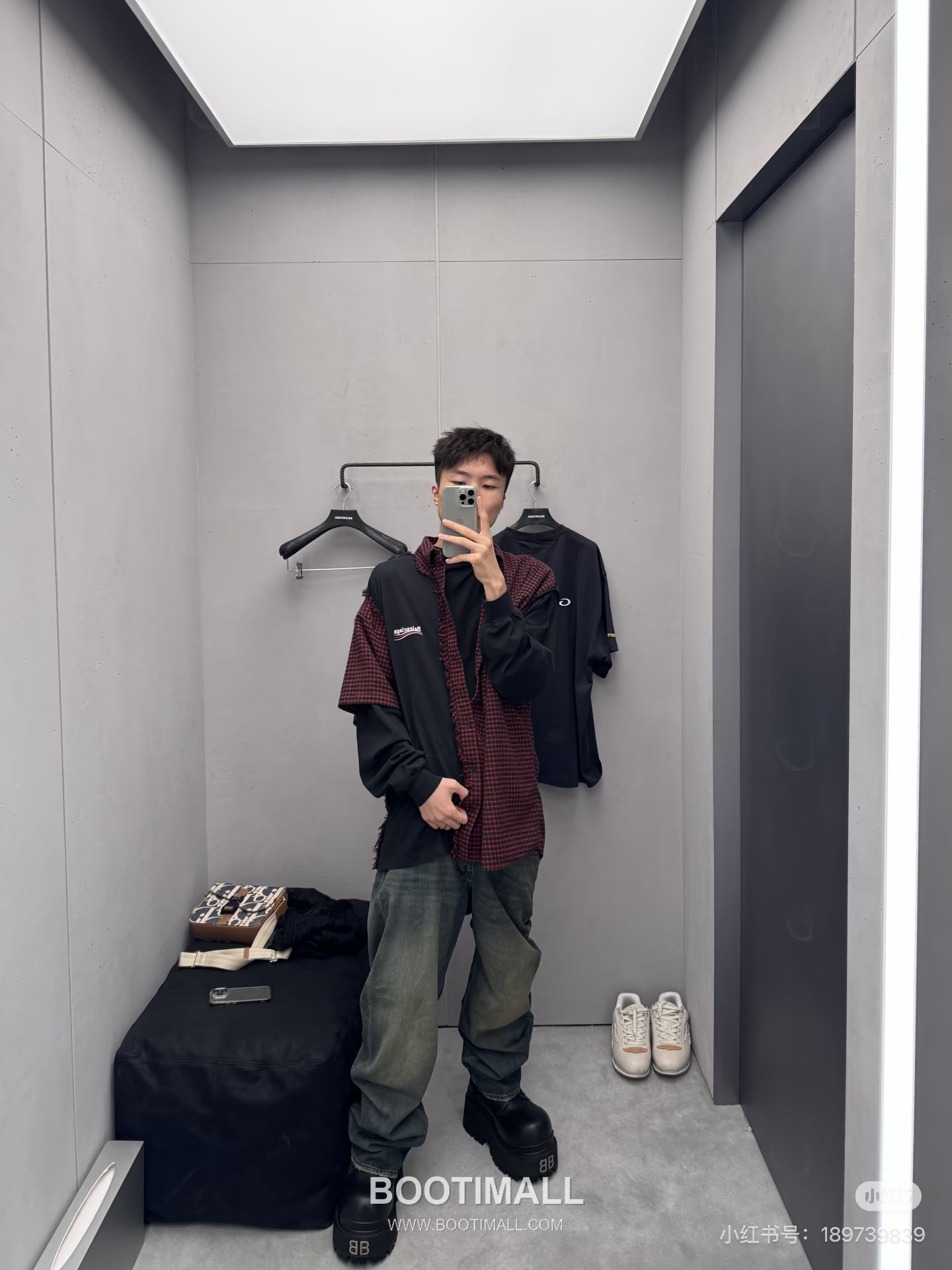 Balenciaga Early Spring Check Patchwork Long Sleeve Shirt 발렌시아가 얼리 스프링 체크 패치워크 롱슬리브 셔츠 2