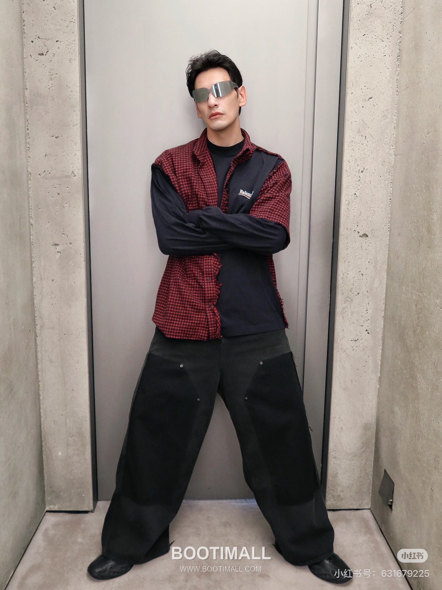 Balenciaga Early Spring Check Patchwork Long Sleeve Shirt 발렌시아가 얼리 스프링 체크 패치워크 롱슬리브 셔츠 3