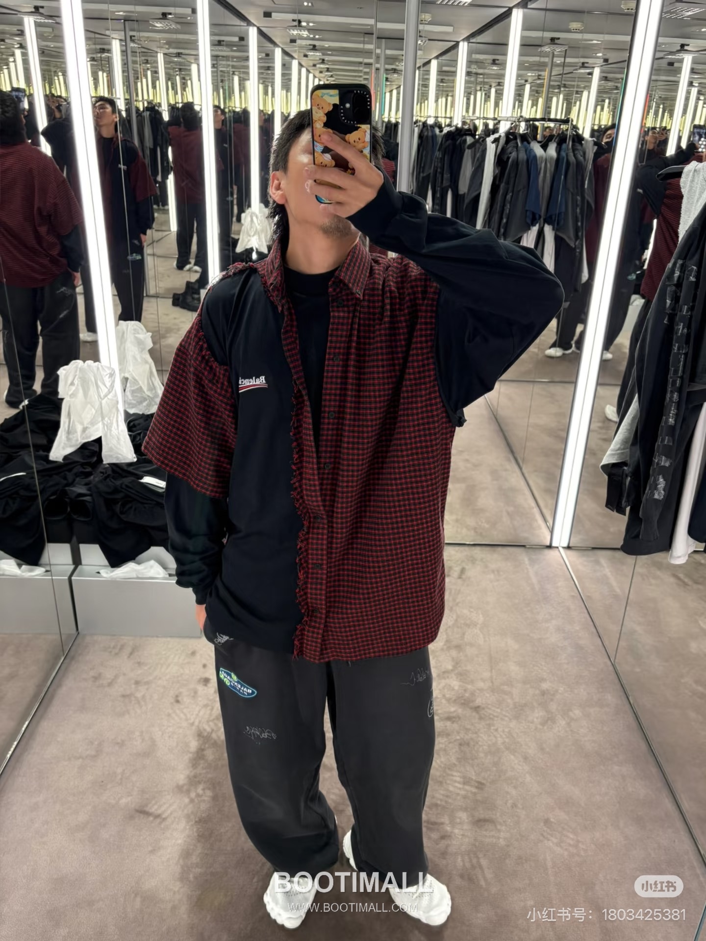 Balenciaga Early Spring Check Patchwork Long Sleeve Shirt 발렌시아가 얼리 스프링 체크 패치워크 롱슬리브 셔츠 4