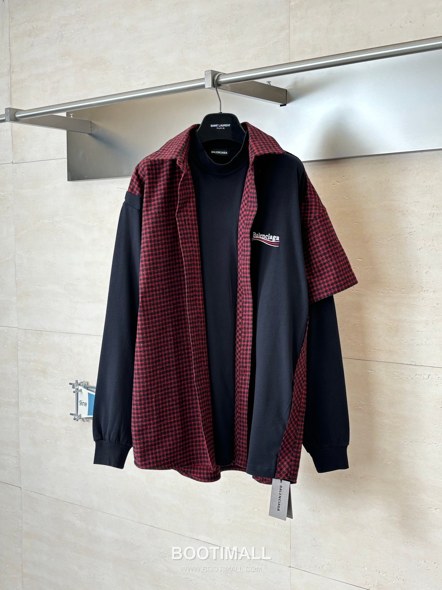 Balenciaga Early Spring Check Patchwork Long Sleeve Shirt 발렌시아가 얼리 스프링 체크 패치워크 롱슬리브 셔츠 7