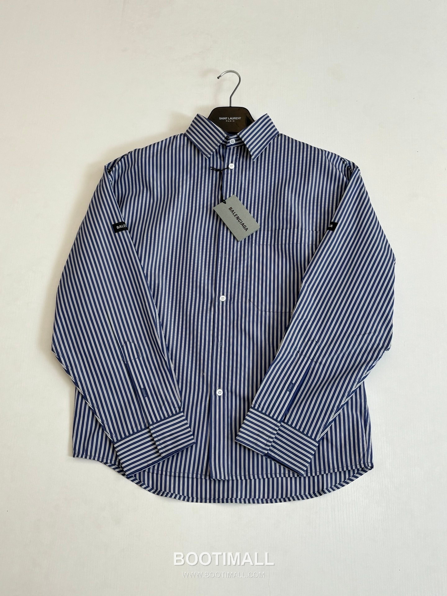 Balenciaga SS26 Sleeve Logo Stripe Check Long Sleeve Shirt 발렌시아가 SS26 슬리브 로고 스트라이프 체크 롱슬리브 셔츠 6