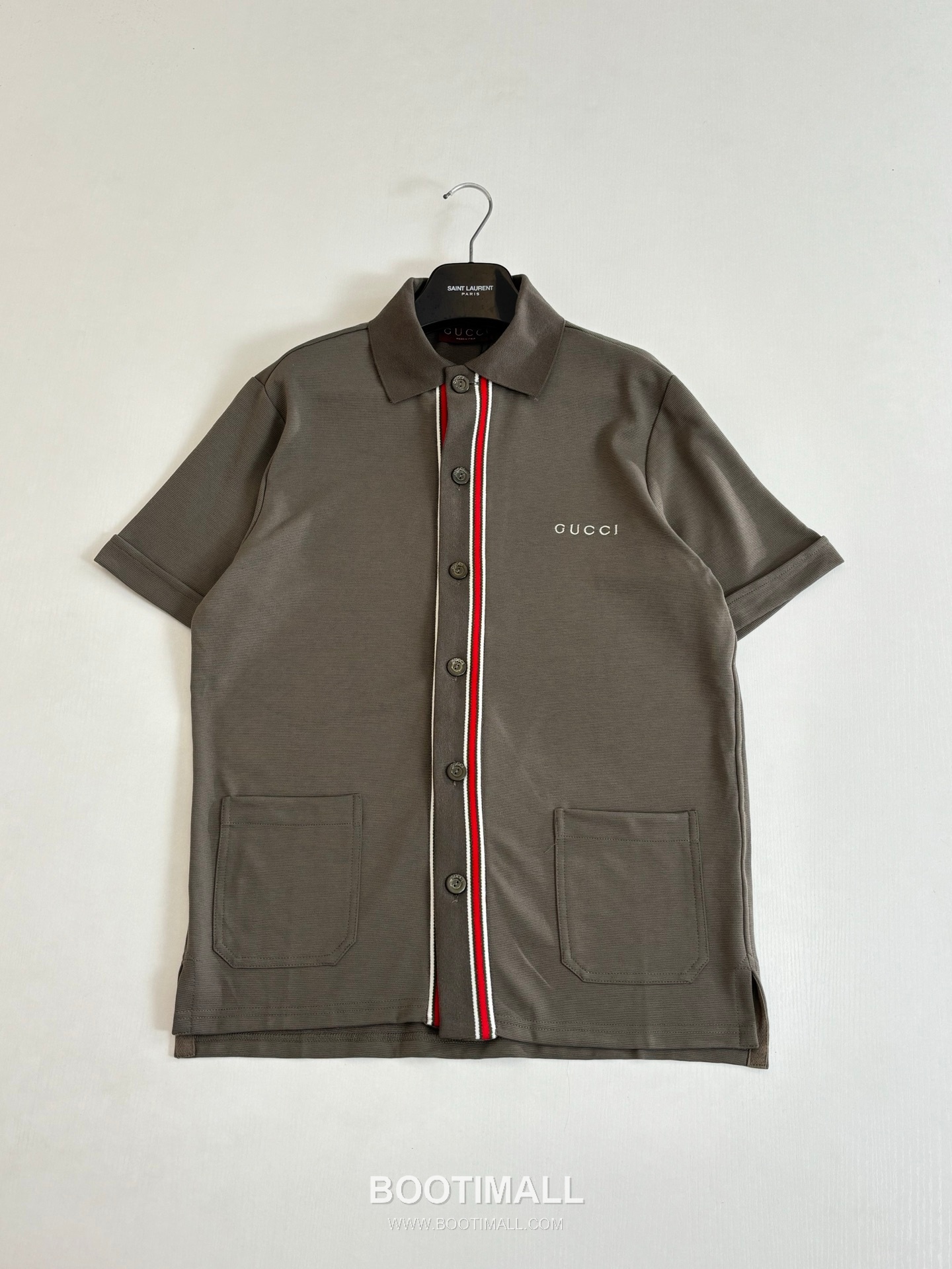 Gucci FW25 Web Stripe Embroidered Cotton Polo Short Sleeve Cardigan 구찌 FW25 웹 스트라이프 자수 코튼 폴로 반팔 가디건 8