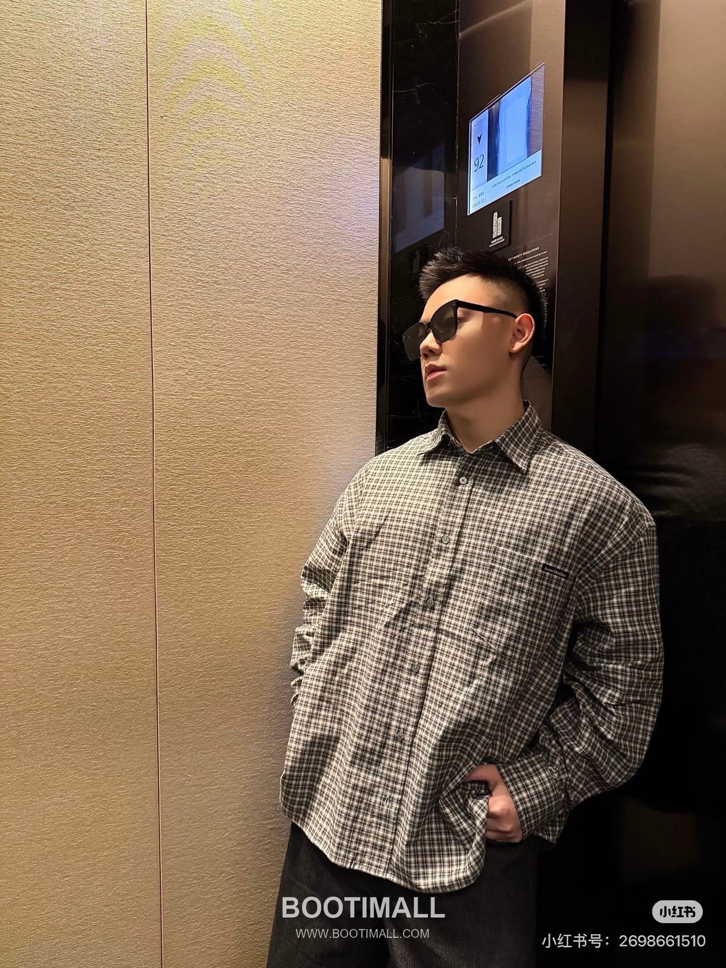 Acne Studios Pocket Logo Check Contrast Collar Shirt 아크네 스튜디오 포켓 로고 체크 배색 카라 셔츠 1