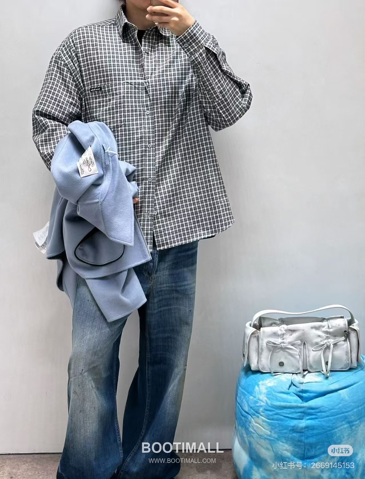 Acne Studios Pocket Logo Check Contrast Collar Shirt 아크네 스튜디오 포켓 로고 체크 배색 카라 셔츠 2