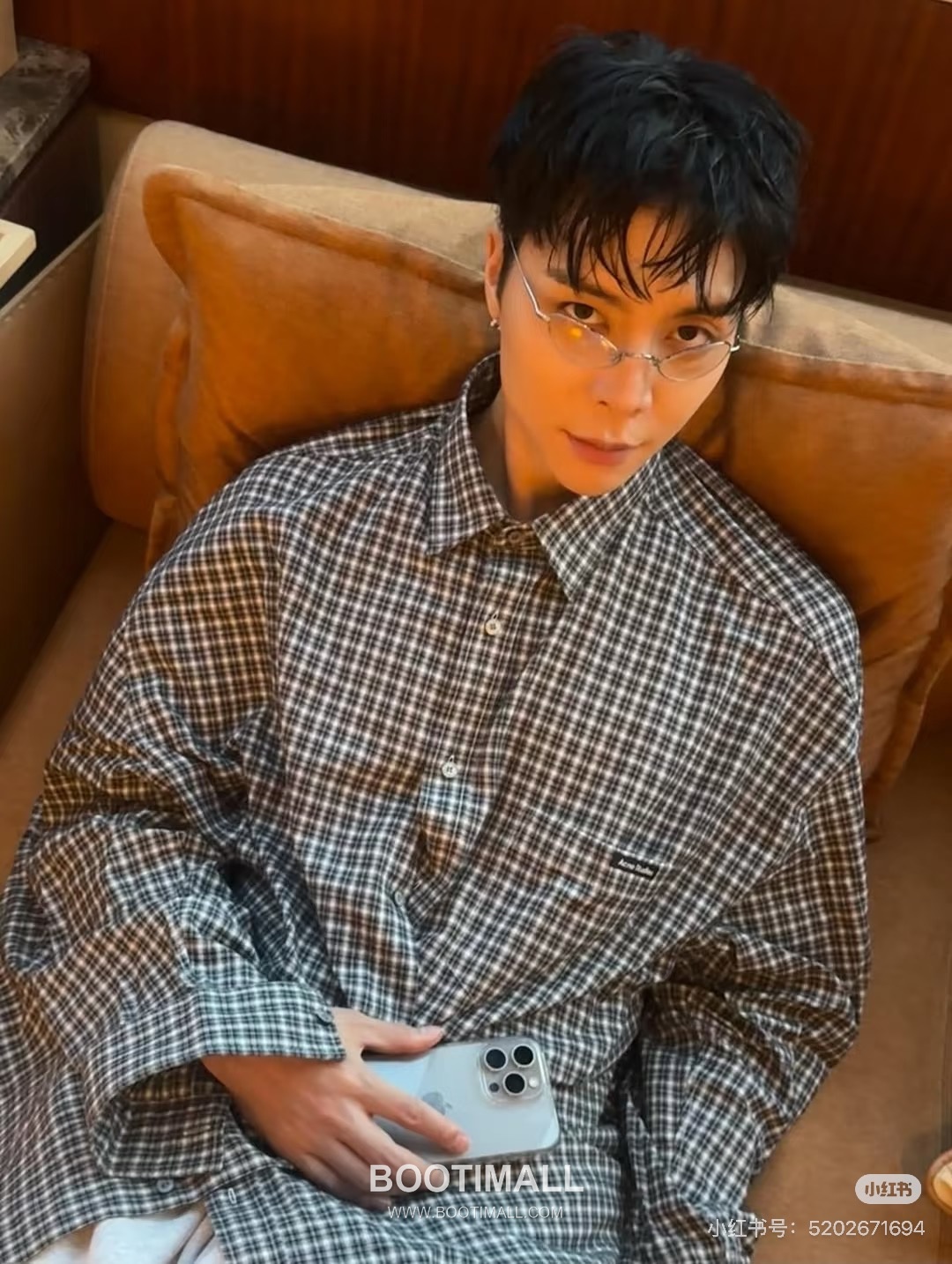 Acne Studios Pocket Logo Check Contrast Collar Shirt 아크네 스튜디오 포켓 로고 체크 배색 카라 셔츠 4