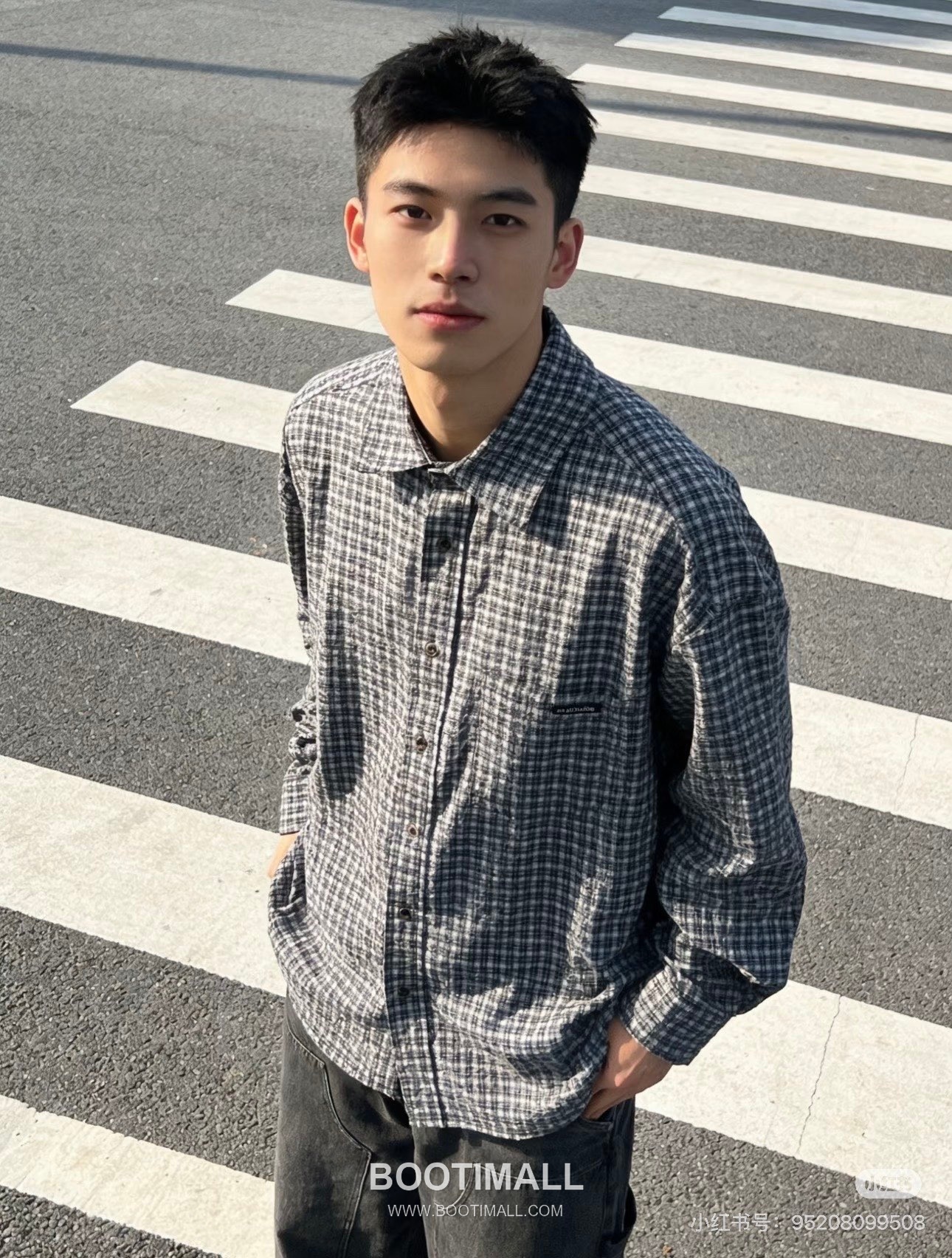 Acne Studios Pocket Logo Check Contrast Collar Shirt 아크네 스튜디오 포켓 로고 체크 배색 카라 셔츠 5