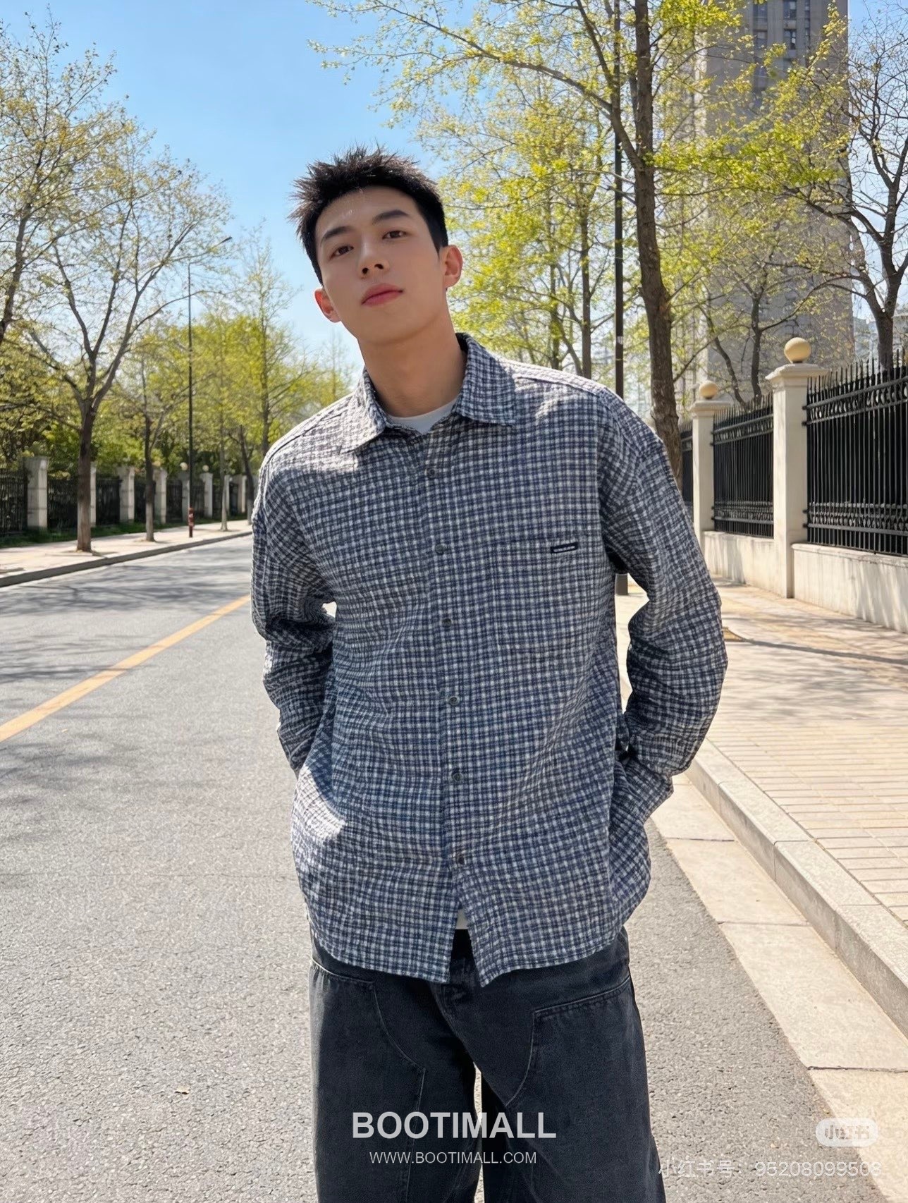 Acne Studios Pocket Logo Check Contrast Collar Shirt 아크네 스튜디오 포켓 로고 체크 배색 카라 셔츠 6