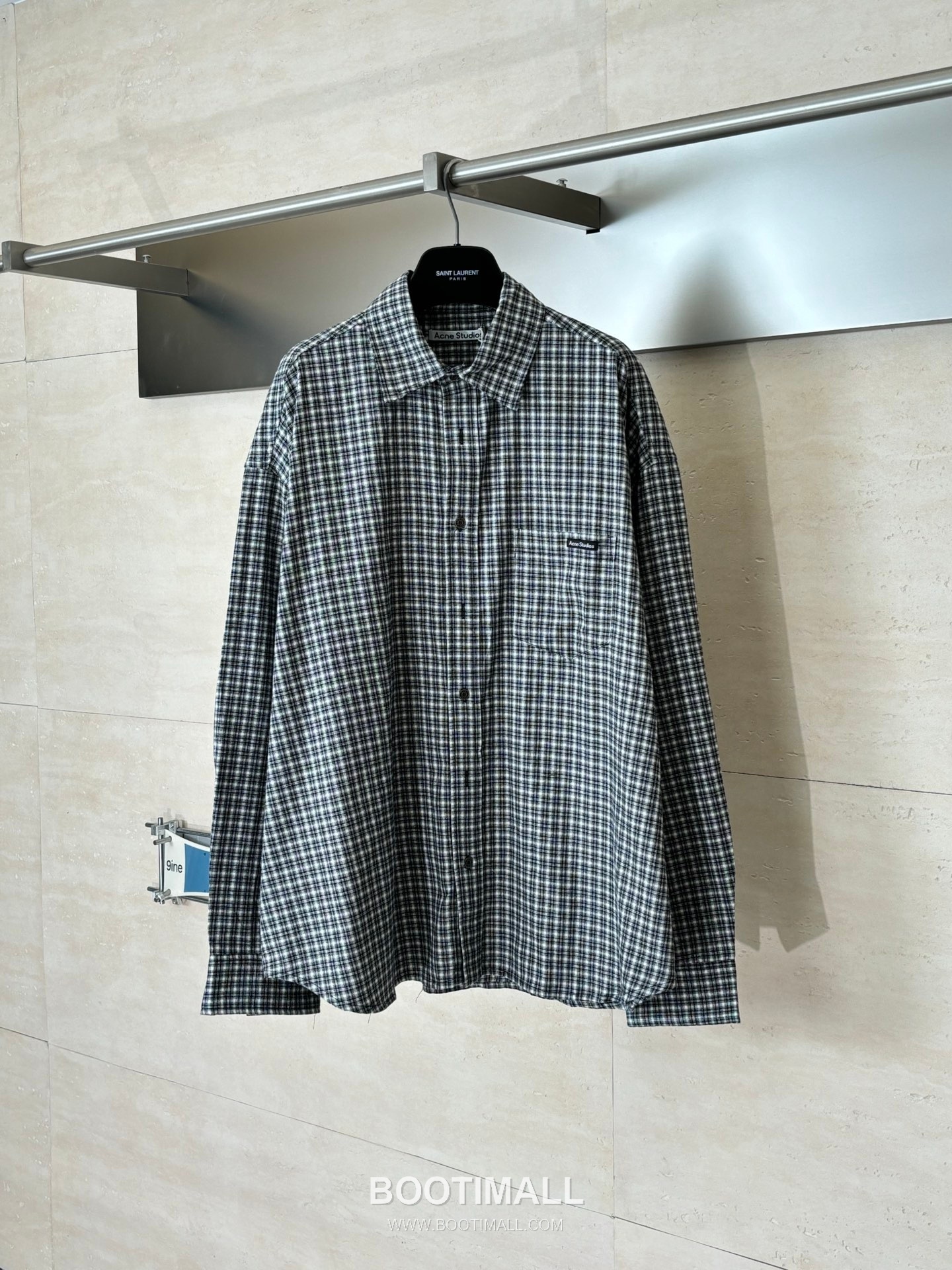 Acne Studios Pocket Logo Check Contrast Collar Shirt 아크네 스튜디오 포켓 로고 체크 배색 카라 셔츠 7