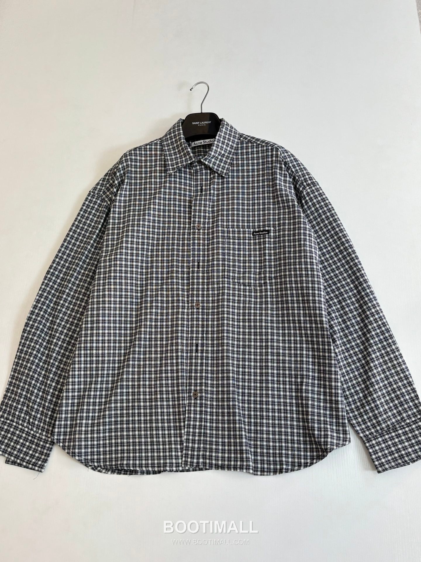Acne Studios Pocket Logo Check Contrast Collar Shirt 아크네 스튜디오 포켓 로고 체크 배색 카라 셔츠 9