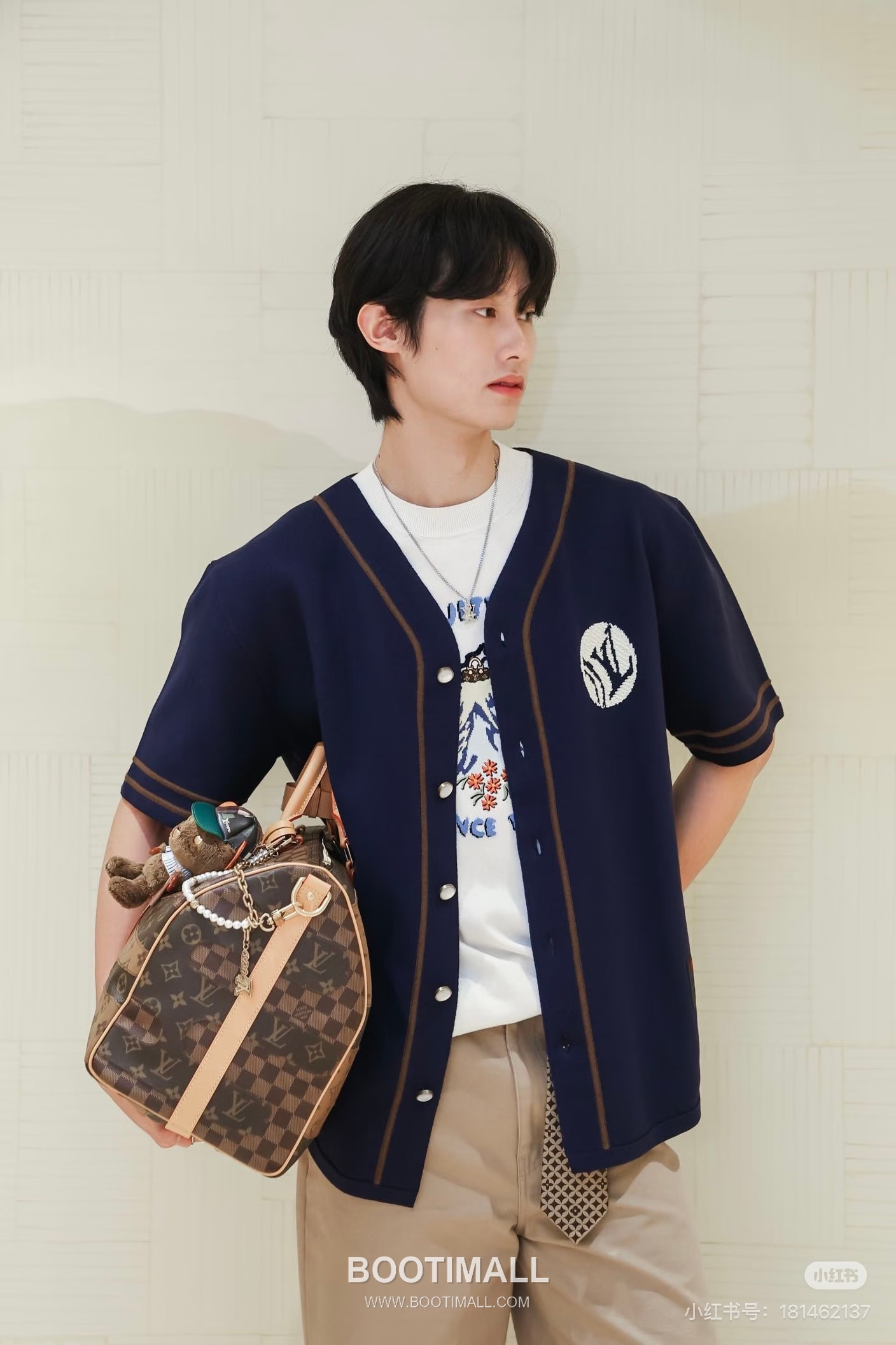 Louis Vuitton x Nigo Embroidered Logo Knit Baseball Shirt 루이비통 니고 협업 자수 로고 니트 베이스볼 반팔 셔츠 1