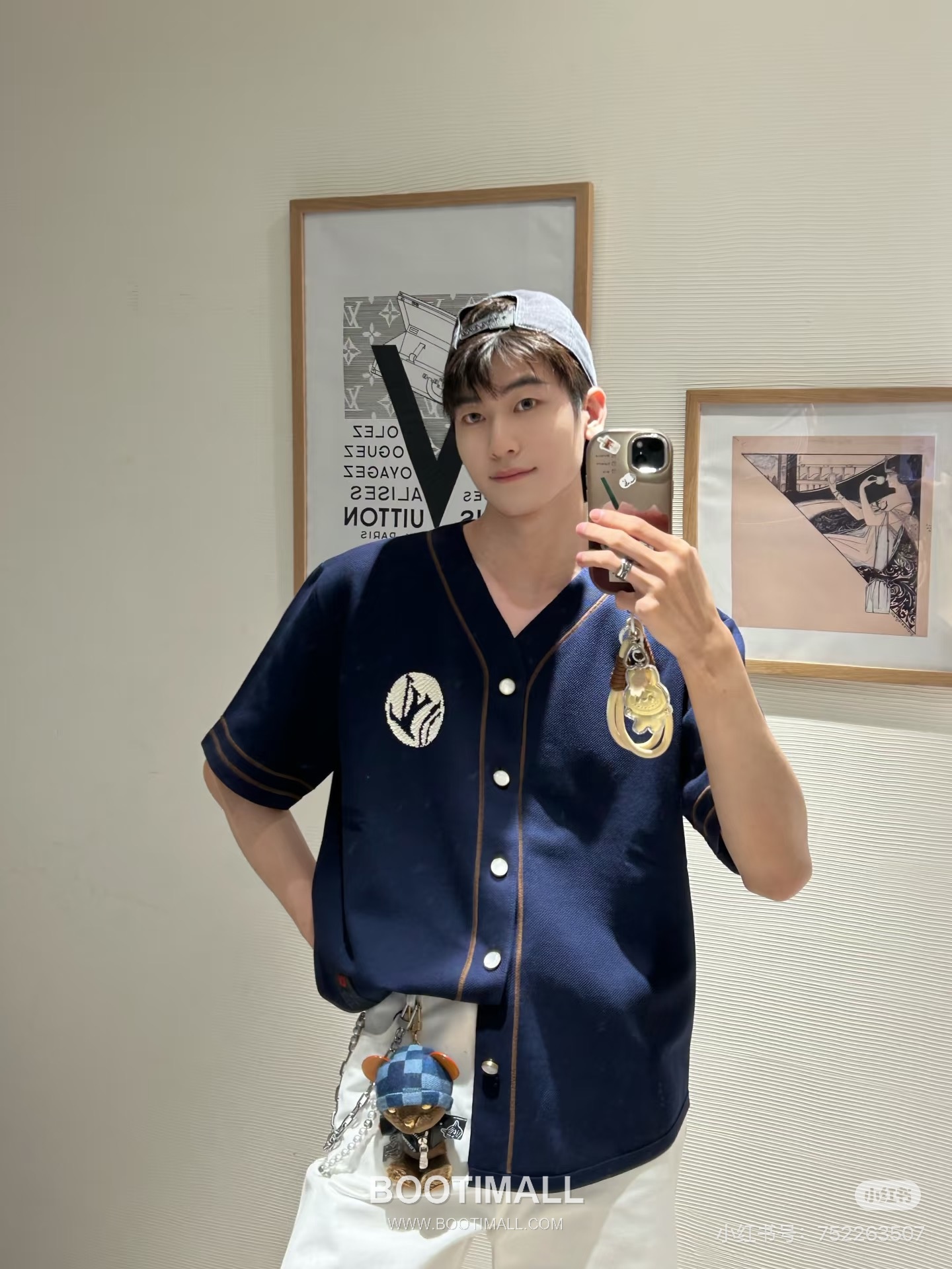 Louis Vuitton x Nigo Embroidered Logo Knit Baseball Shirt 루이비통 니고 협업 자수 로고 니트 베이스볼 반팔 셔츠 3