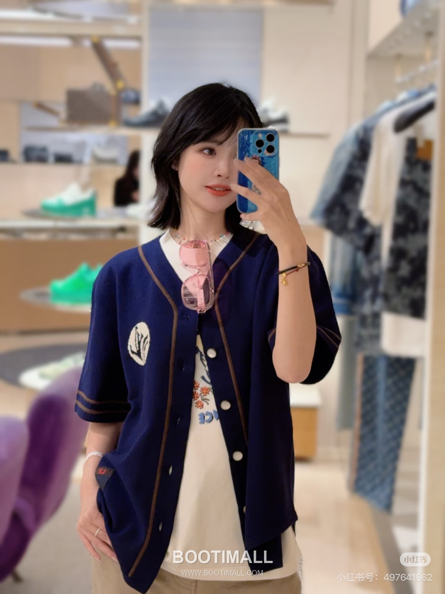 Louis Vuitton x Nigo Embroidered Logo Knit Baseball Shirt 루이비통 니고 협업 자수 로고 니트 베이스볼 반팔 셔츠 4