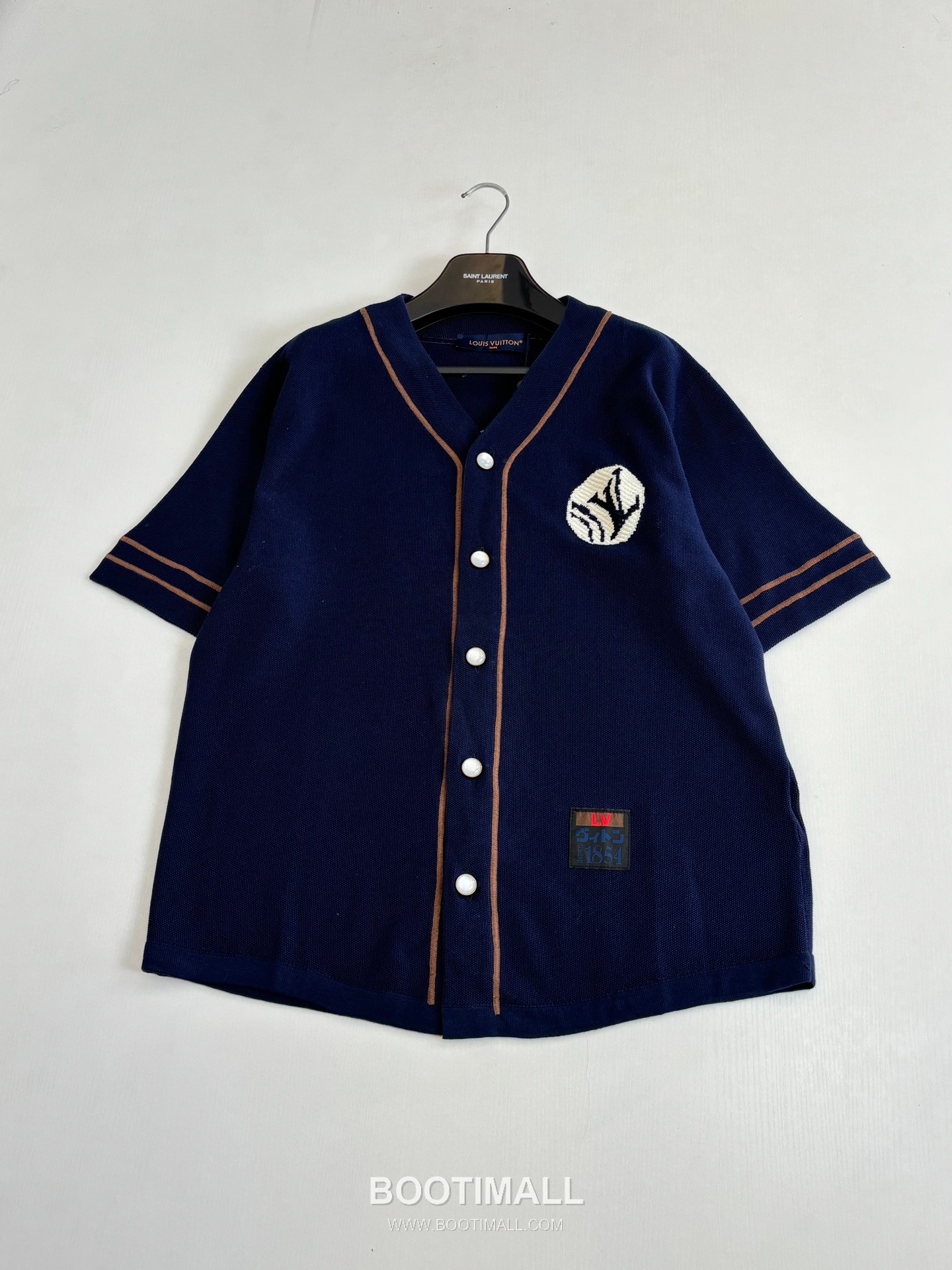 Louis Vuitton x Nigo Embroidered Logo Knit Baseball Shirt 루이비통 니고 협업 자수 로고 니트 베이스볼 반팔 셔츠 12